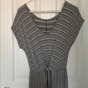 black and white jump suit with cute adjustable tie